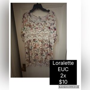 Loralette floral lace-inset tunic top